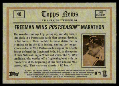 2021 Topps Heritage #39 #40 #85 #87 - Freddie Freeman - Lot of 4